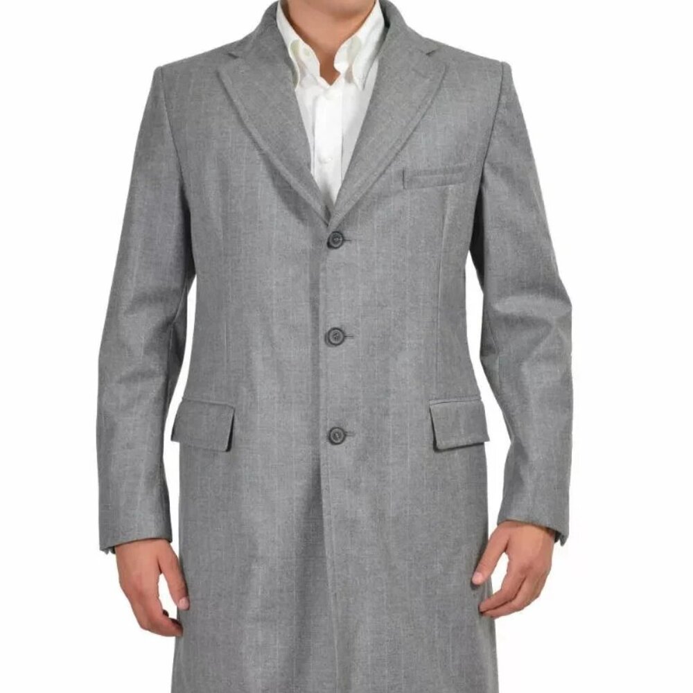 Ballantyne Gray 100% Wool Three Button Coat Retail $1050 Size L